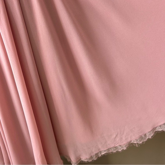 Dress the Population Alicia Dress Blush Pink Chiffon Midi Twirl V-Neck Size S - Picture 9 of 13